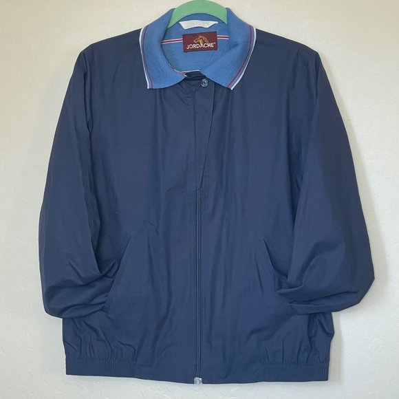 Jordache Navy Blue Full Zip Jacket Women's Large Lined Inner Made in Hong Kong - Picture 3 of 7